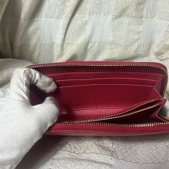 PRADA PINK SAFFIANO FIOCCO LEATHER BOW LONG ZIPPY WALLET WITH BOX - Picture 11 of 12